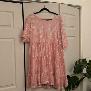 Light pink sequin babydoll dress